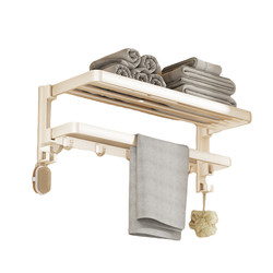 Four Seasons Muge Cream Style Towel Rack Space Aluminum Bathroom Storage Rack Shower Room Toilet Towel Rack