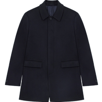 ERDOS 男装纯羊绒大衣秋冬黑色翻领中长款挺括厚外套轻商务保暖