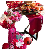 New house layout wedding room decoration package coffee table festive living room Chinese wedding table cloth wedding room layout high-end feel