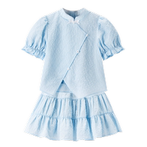 minipeace Taipingbird childrens clothing girls new Chinese style suit 2024 summer Chinese style short-sleeved short skirt two-piece set