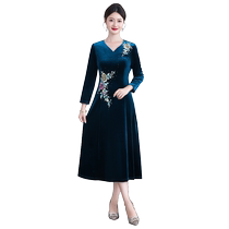 Autumn and winter 2023 new to the wedding Wedding Mom Wedding Banquet Dress Gold Velvet Dress Mother-in-law Foreign Air Big Code Dresses