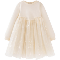Mini Balabala girls dress babys comfortable breathable and fashionable mesh childrens sweatshirt dress