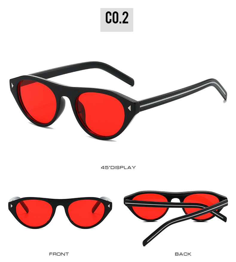 Cat-eye Studded Sunglasses For Men, Sleek Black Frame With Lenses_voghion.com