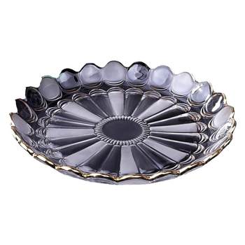 Creative and fashionable european style gold-tracing crystal glass fruit plate
