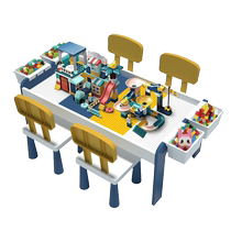 Childrens building block table for girls multi-functional assembled puzzle baby birthday gift large particle Lego toys for boys