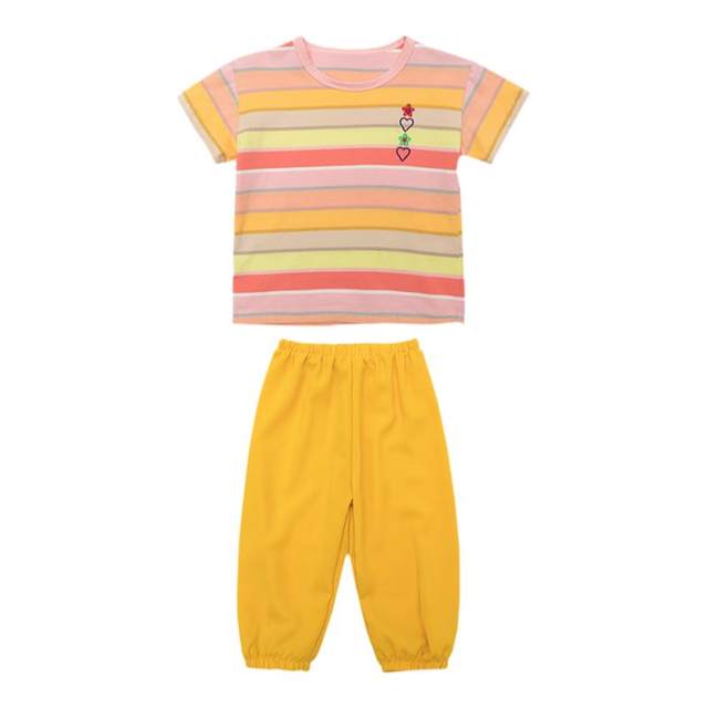 Casual cotton two-piece summer striped chiffon pants set