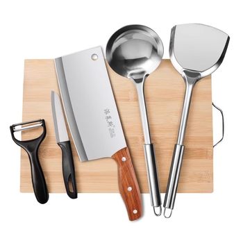 Pot, spatula and spoon kitchenware set, household kitchen supplies collection, cooking spatula and spoon, seven-piece set, complete set of knife combinations