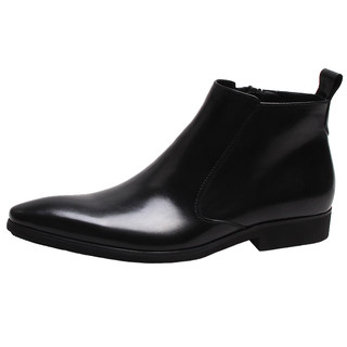 意大利男士高帮皮鞋真皮男靴休闲英伦潮流棉短靴尖头皮靴男短靴子