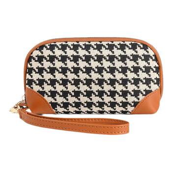 Houndstooth clutch women's bag temperament soft leather texture