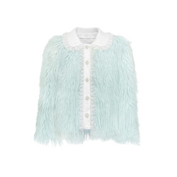 Narrator ການອອກແບບຕົ້ນສະບັບ ice blue pearl lace decoration temperament short imitation fur coat