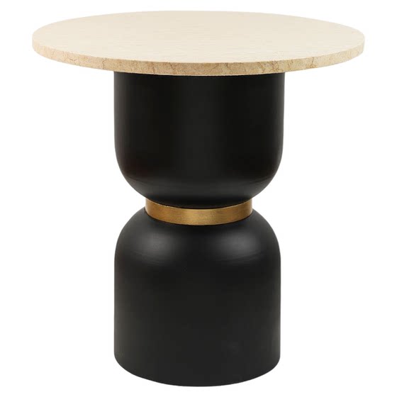 
High-end French natural marble coffee table living room sofa corners and light luxury decorative edges and metal style round table