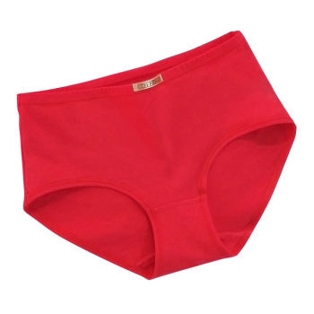 Pure cotton underwear for women with mid-waist large size red belly-closing full cotton