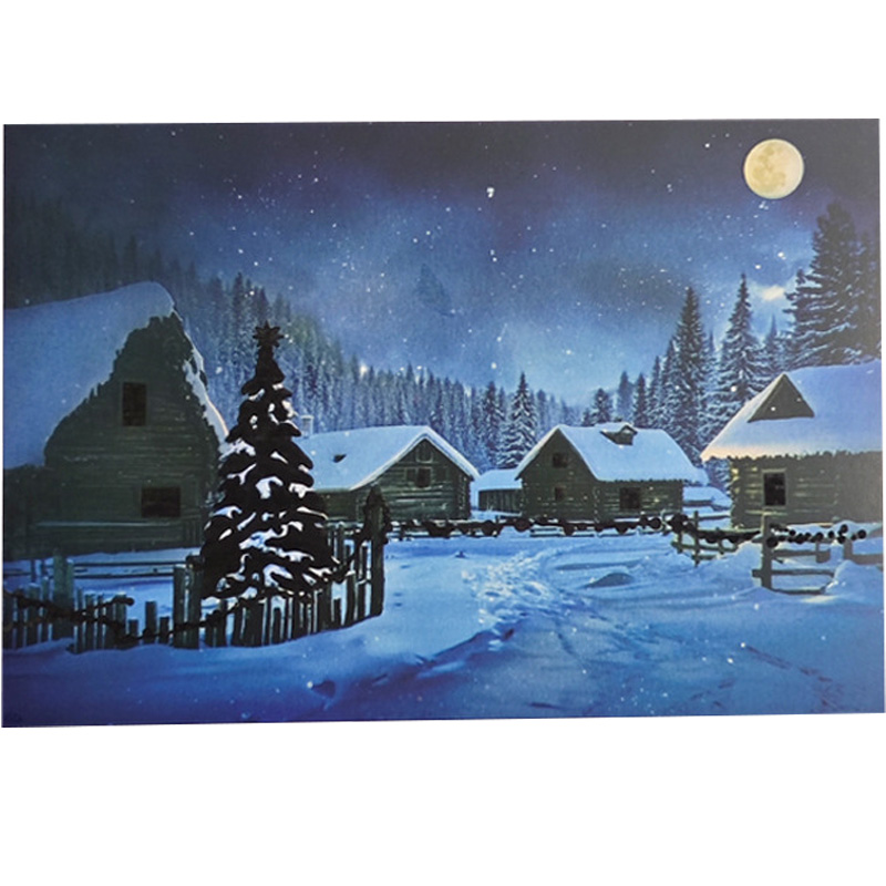 Temperature-changing Christmas greeting card with high appearance, burning color-changing lights, hut, snow scene illustration, decorative card, Christmas gift, Christmas Eve message, handwritten postcard, creative senior couple sending to boyfriend and girlfriend