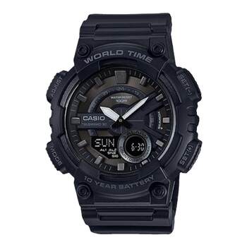 Casio Watch for Male Students, Classic Retro Casio Black Warrior Sports Waterproof Watch Aeq-110W-1B