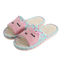 Spring and summer couple linen slippers for women 2024 new non-slip wear-resistant indoor home home wooden floor mute men