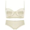 Small exquisite light luxury sexy satin underwear girl soft steel ring half cup small breast gathered thin cup bra set