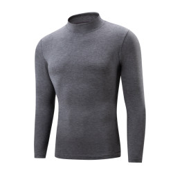 Modal half turtleneck bottoming shirt men's long-sleeved thin autumn and winter stretch T-shirt mid-collar large size bottoming shirt top