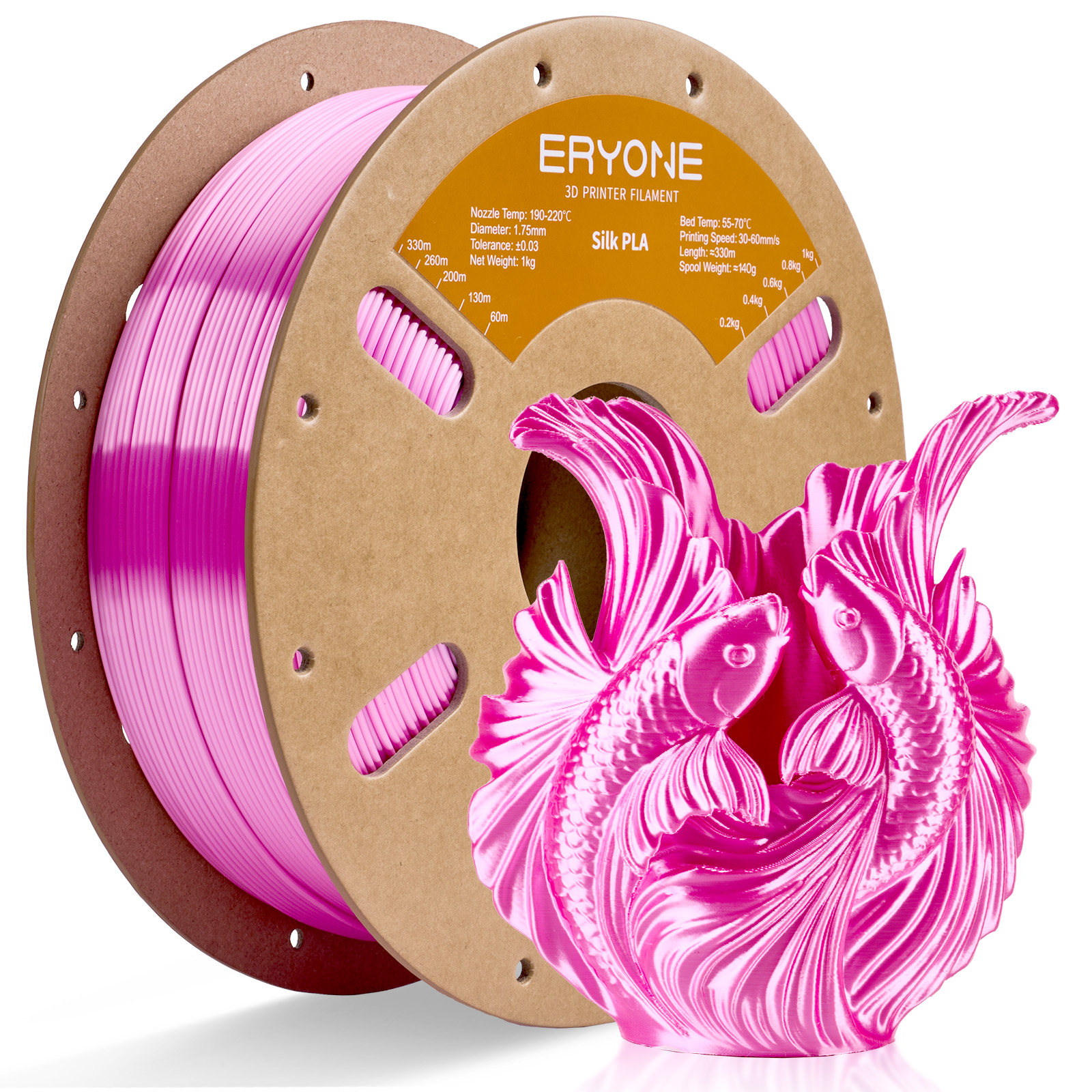 Eryone/Airuiwang อุปกรณ์เครื่องพิมพ์ 3D ฟิลเมนต์ PLA-Silk คุณภาพสูง เนื้อผิวเหมือนไหม ความเหนียวแน่นสูง พิมพ์ง่าย ใช้งานร่วมกับเครื่องพิมพ์ Tuozhu Chuangxiang 1 กิโลกรัม