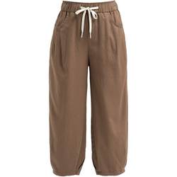 Three-point cotton and linen bloomers women's summer thin pants women's cotton and linen pants loose casual pants brown linen women's pants