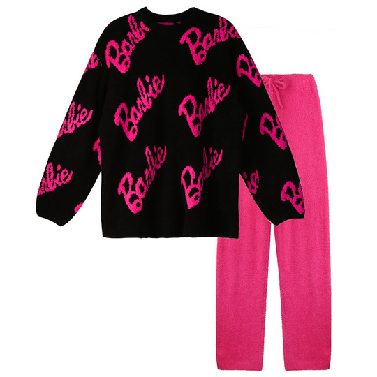 Stylish and comfortable Barbie co-branded half-velvet home pajamas