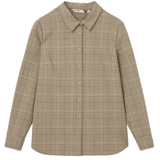 布景衬衫女冬季新品简约翻领撞色格子设计感宽松长袖衬衣1723