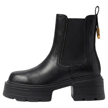 First-layer cowhide genuine leather slim boots saturday thick sole heightening chelsea women's boots autumn and winter mid-tube women's chimney short boots