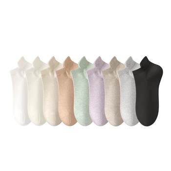 Socks Summer Women's Pure Cotton Cotton Thin Antibacterial, Deodorant, Sweat-Absorbent and Breathable Boneless Spring and Autumn White Socks Women's Boat Socks