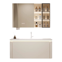 Cream style bathroom cabinet ceramic integrated basin washbasin bathroom washbasin washbasin cabinet combination cartoon cat mirror
