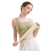 Thermal underwear with breast pads for women autumn and winter 2024 new wear-free bra all-in-one bottoming German velvet heating vest