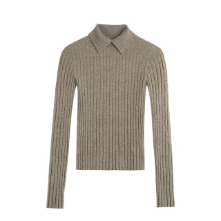 MULVAN polo领针织衫女秋冬长袖修身显瘦套头毛衣内搭打底衫上衣