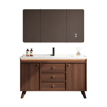 Guthrie walnut color floor-standing bathroom cabinet