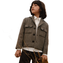 (Chivalry) Balabala Boys Wool Jacket Coat Autumn 2024 New Childrens Clothing Childrens Jacket