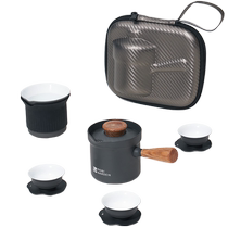 Shepherd Whistle Tea Set 4 Pieces Outdoor Camping Tea Maker Apron Oven Cooking Tea Small Tea Cup Portable Teapot Water Cup