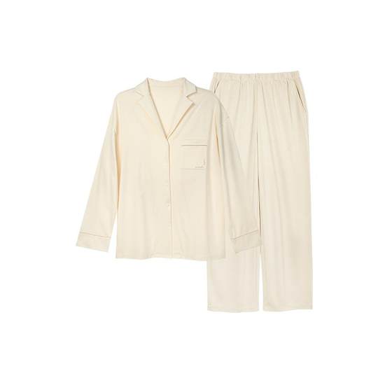 Ubras cloud cotton long-sleeved cardigan home wear suit pullover lapel couple style comfortable autumn and winter outer wear pajamas