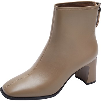 Laersdan 2024 new autumn and winter new shopping mall square toe thick heel high heel zipper fashion women's boots 4t65001