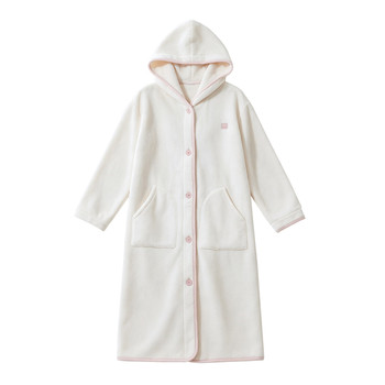 Hooded nightgown for girls in autumn and winter thickened and warm 2026 new flannel home wear bathrobe long style