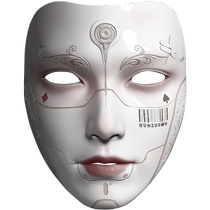 The power of the masked man cyberpunk ancient style and robot mechanical man ascending to street dance party DJ props mask