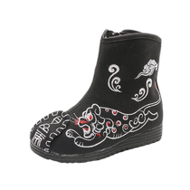 Old Beijing boys handmade cloth shoes childrens embroidered shoes students performance shoes short boots Hanfu shoes dance shoes