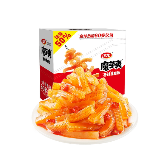 卫龙魔芋爽魔芋素毛肚麻酱味辣条解馋小零食辣味零食休闲食品小吃