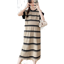 Pregnant women dress summer 2024 new short sleeve fashion striped tops loose and thin casual T - shirt summer dress
