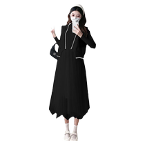 Jingqi Maternity Dress Set Autumn and Winter 2024 New Small French Knitted Vest Bottoming Sweater Long Skirt