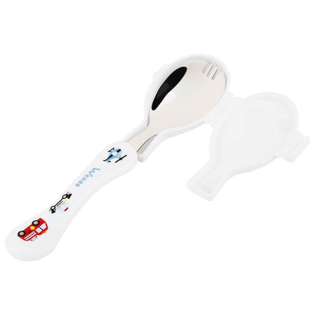 Children's spoon antibacterial 316 stainless steel with dustproof shell