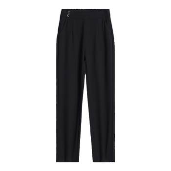 Ice silk pants women's summer thin nine-point pants stretchy black small suit pants high waist women's pants women's small foot suit pants Ice silk pants women's summer thin nine-point pants stretchy black small suit pants high waist women's pants women's small foot suit pants