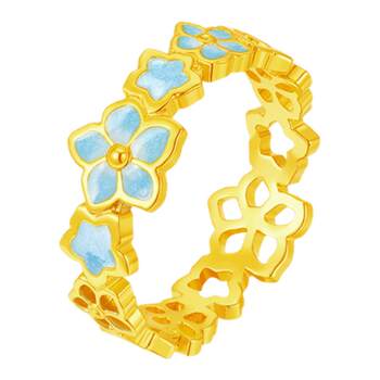 Chow tai sang and van gogh co-branded | gold ring women's football gold apricot flower star bracelet live birthday gift for girlfriend