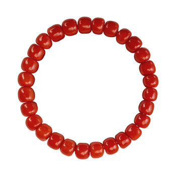 Pretty pure natural red coral bucket bead bracelet