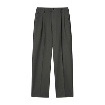 Anti-wrinkle drape double pleated casual trousers for men