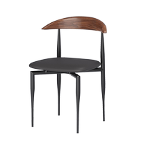 Medieval wabi-sabi style solid wood dining chair home hanging horn chair 2024 new style French soft backrest chair