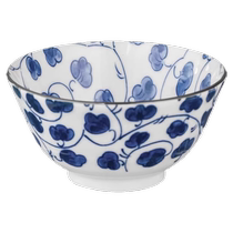(Self-operated) Mino-yaki Japanese-style underglaze rice bowl retro 5-inch household tableware ceramic bowl Tangcao 5-piece set