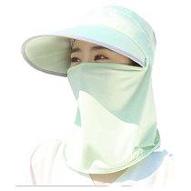 Sun hat womens new summer fashion ice silk mask to cover face and prevent UV rays outdoor cycling large brim sun protection hat