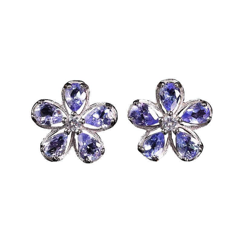 Diamond crystal tanzanite earrings bracelet